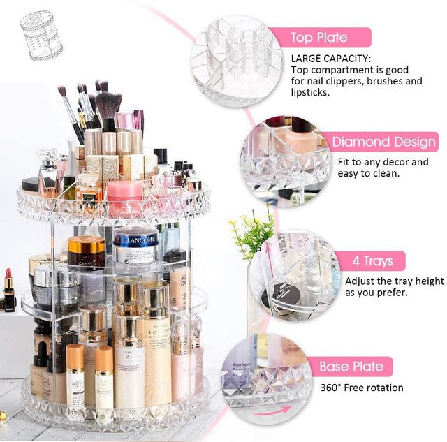 360 Degree Rotating Crystal Jewelry Cosmetic Perfumes