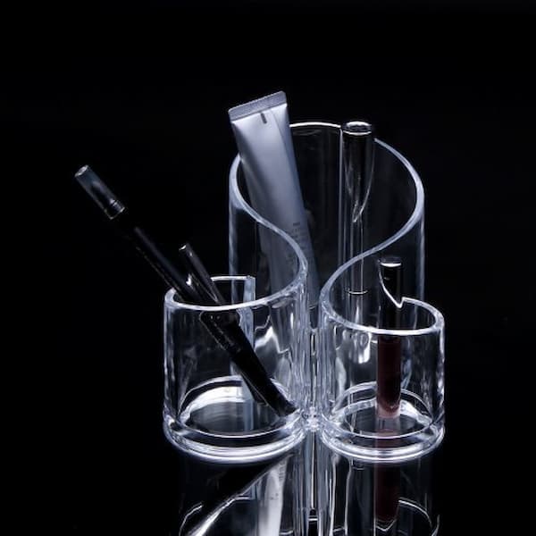 Cosmetic Makeup Organizer Acrylic Makeup And Brush Holder, Wavy Acrylic