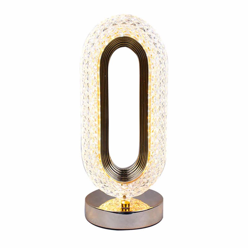 New Luxury Oval Shaped Crystal Table Lamp With 3 Colors Touch Control