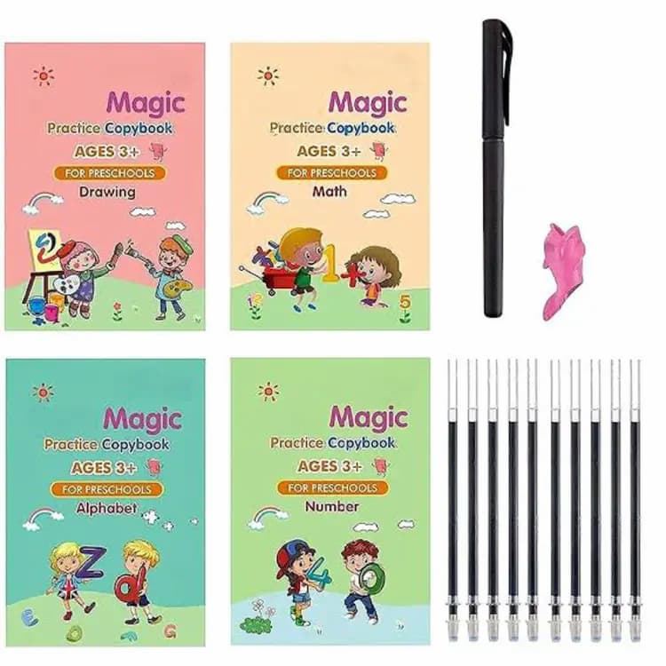 Pack of 8 Reusable Sank Magic Practice Copybook Montessori Reusable Magic Books